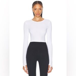 NWT Beyond Yoga Powerbeyond Lite Air Shield Cropped Long Sleeve Top White